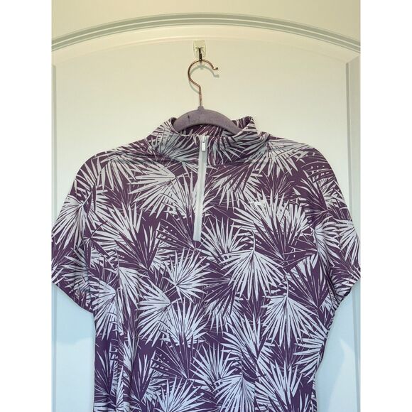 Piper by Smartpak Short Sleeve Sun Shirt Purple Palm Print Size Large - Picture 6 of 6
